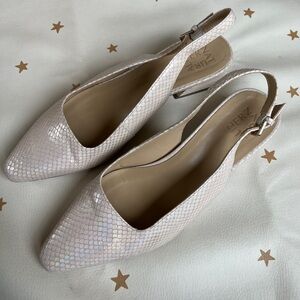 Naturalizer Porcelain Snake Print Leather Lesley Slingbacks